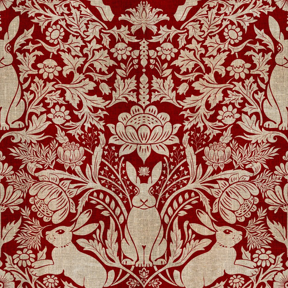 Modern Tavşanlı Dama Deseni Bordo Duvar Kağıdı