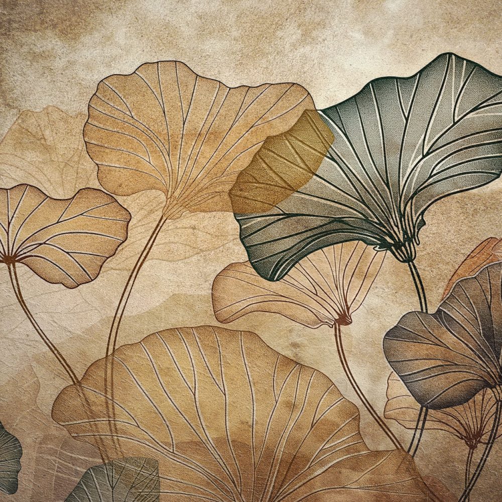 Lotus Yaprak Desenli Duvar Kağıdı