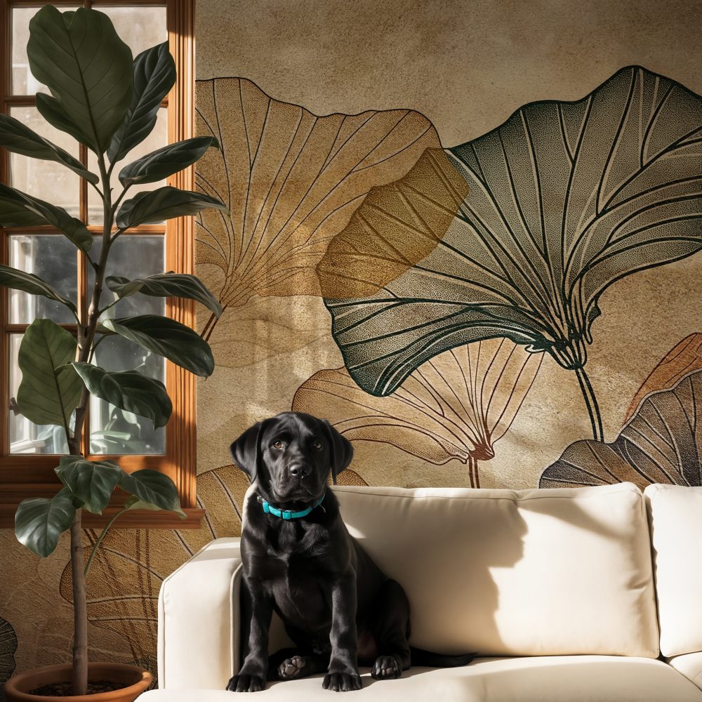 Lotus Yaprak Desenli Duvar Kağıdı