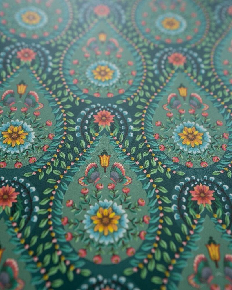 Pip Studio - Damla Desenli Yeşil Duvar Kağıdı