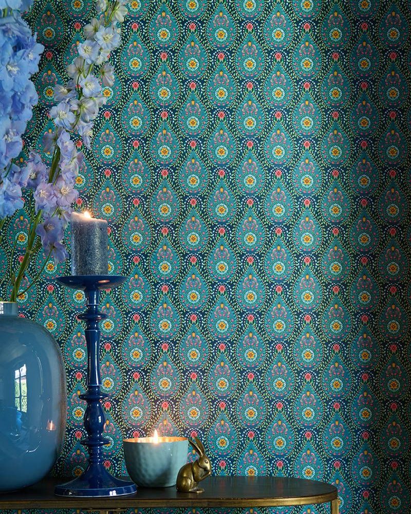 Pip Studio - Damla Desenli Mavi Duvar Kağıdı