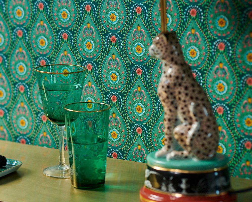 Pip Studio - Damla Desenli Yeşil Duvar Kağıdı
