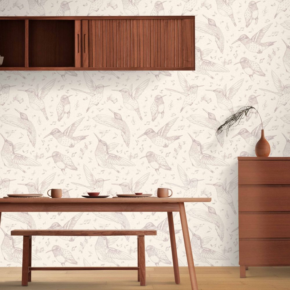 Kuşlar ve Müzik Notları Soft Duvar Kağıdı