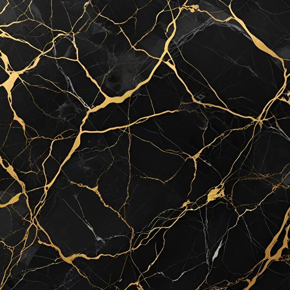 Mermer Desenli Siyah Gold Duvar Kağıdı