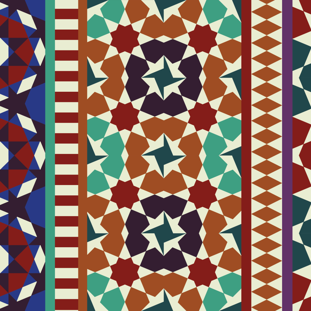 Alhambra Mozaikleri Kırmızı Mor Desenli Duvar Kağıdı