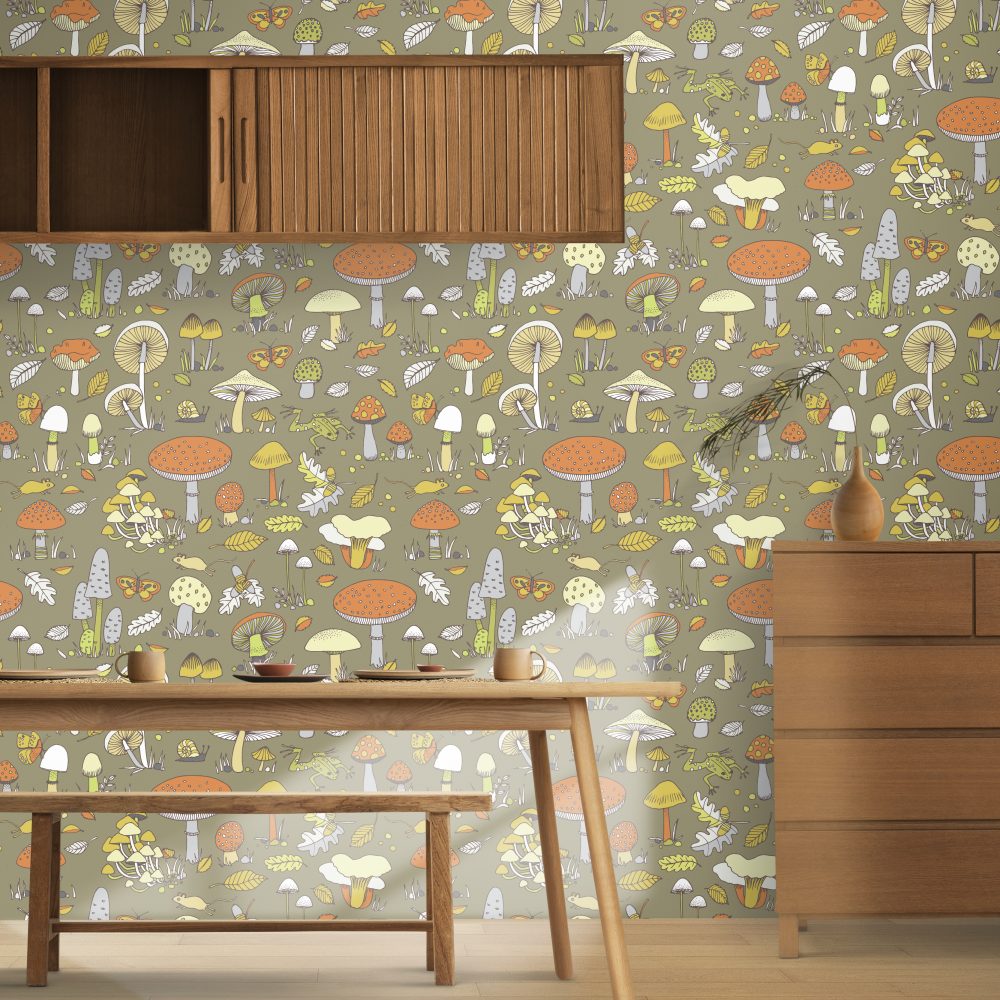 Retro Orman Deseni Duvar Kağıdı