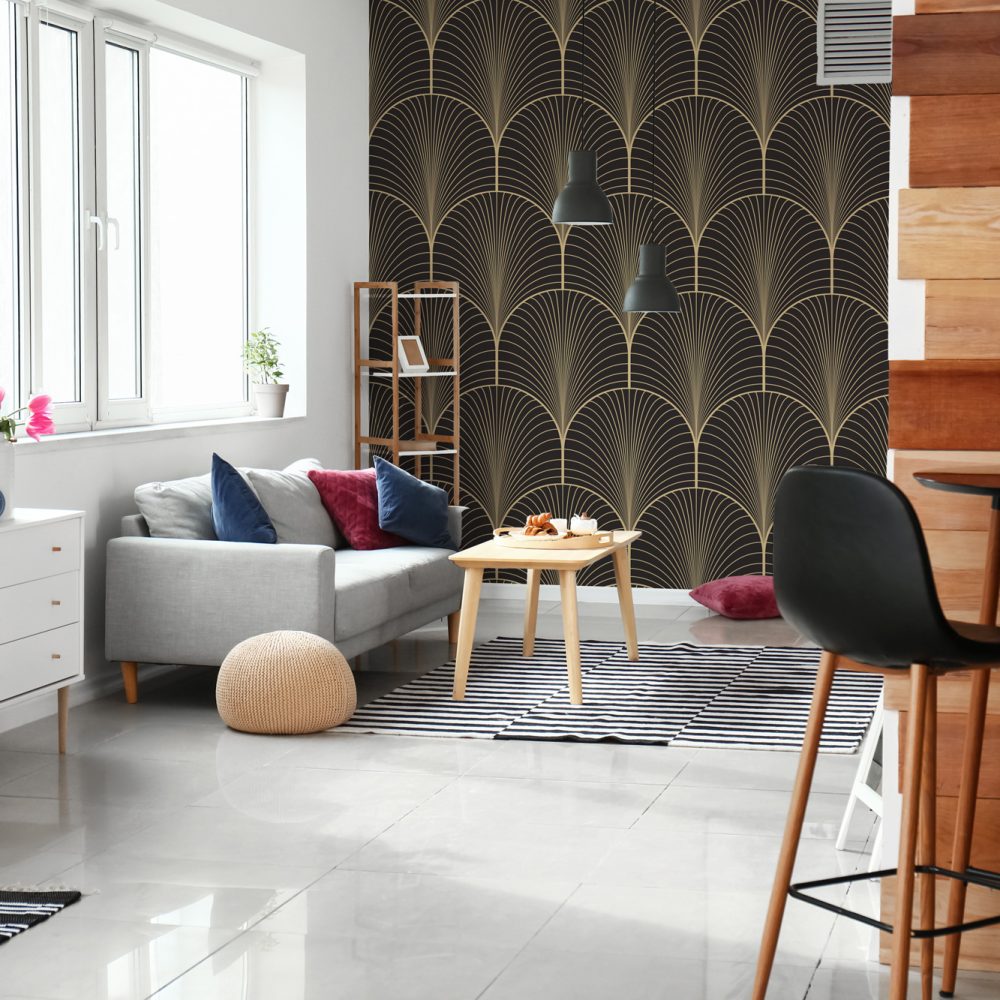 Art Deco Altın Yelpaze Duvar Kağıdı
