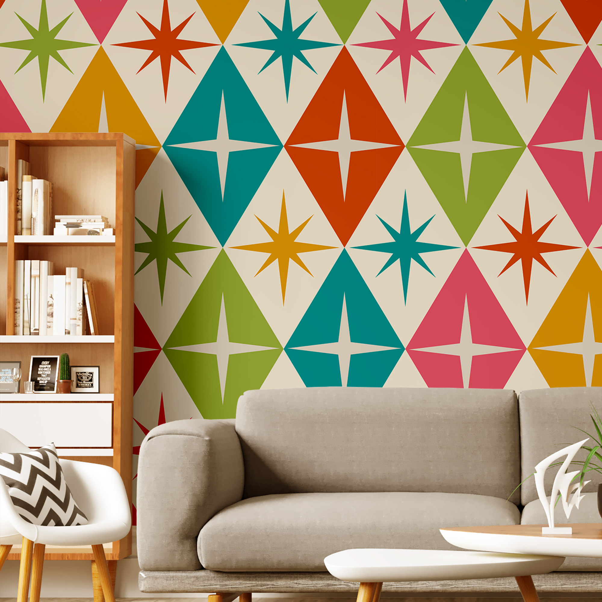 Retro Tarz Harlequin Elmaslı Duvar Kağıdı Retro Tarz Harlequin Elmaslı Duvar Kağıdı