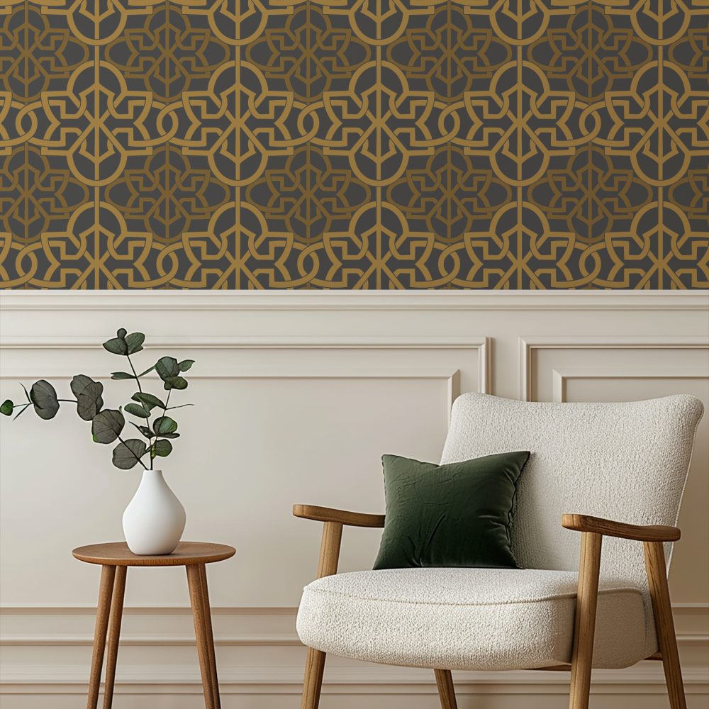 Modern Selçuklu Sarı Motif Duvar Kağıdı