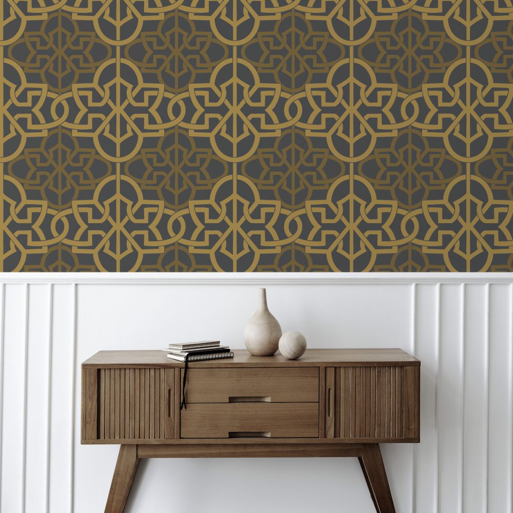 Modern Selçuklu Sarı Motif Duvar Kağıdı