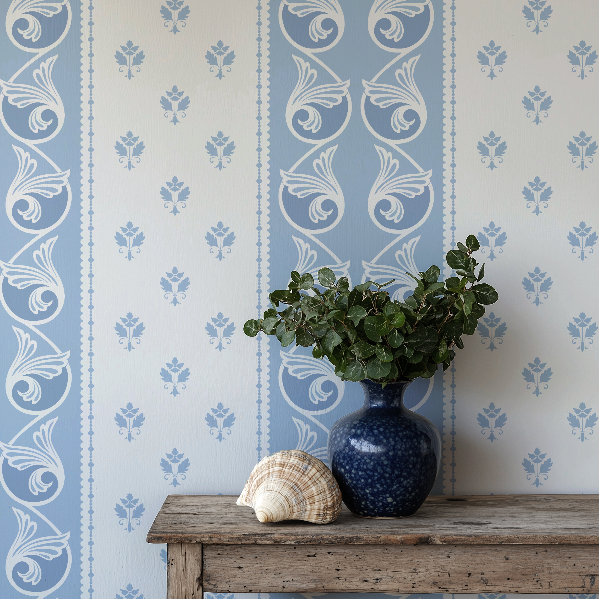 ORNARE blue 3 Mavi Şerit Motif Duvar Kağıdı