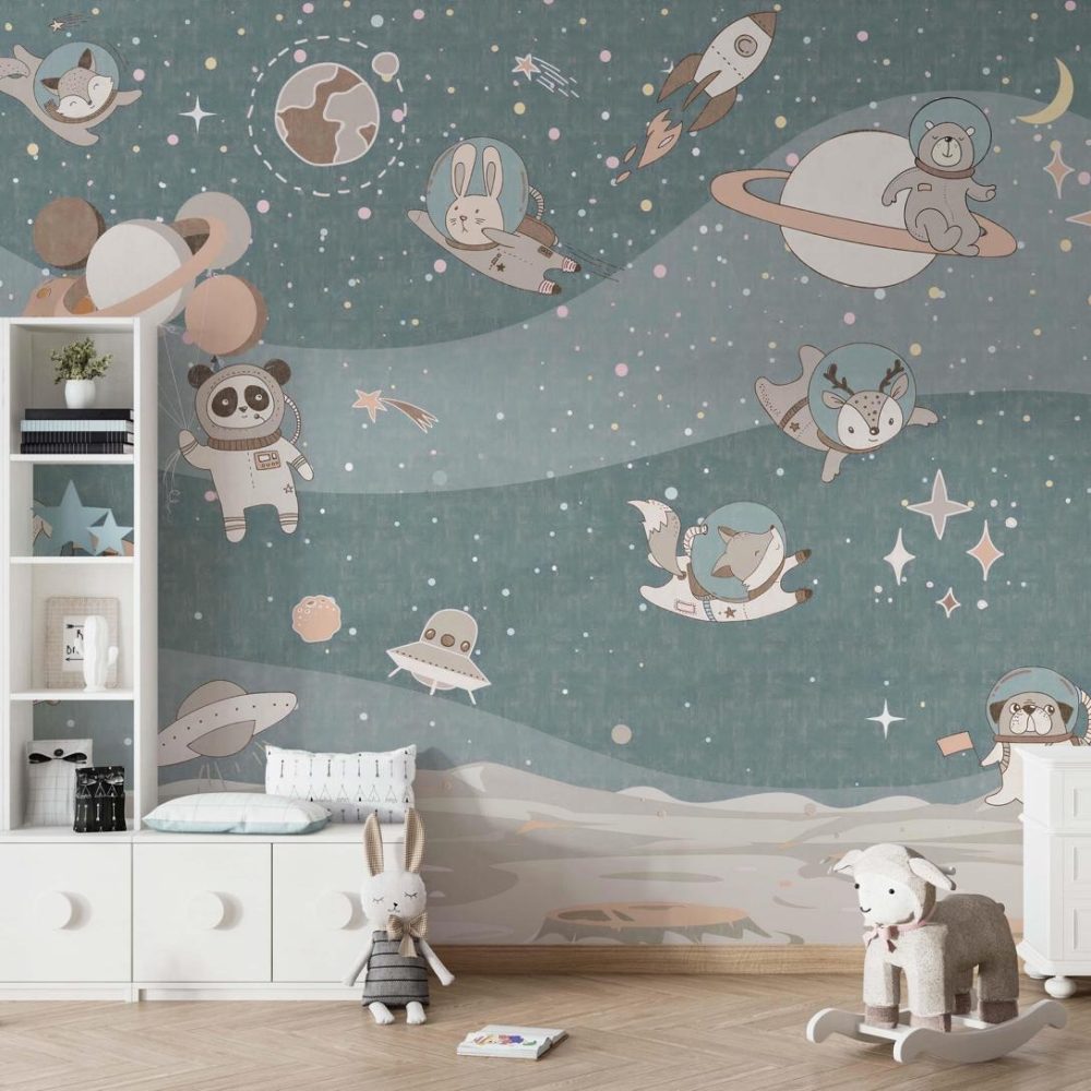 Astronot Panda Ve Dostları Duvar Kağıdı
