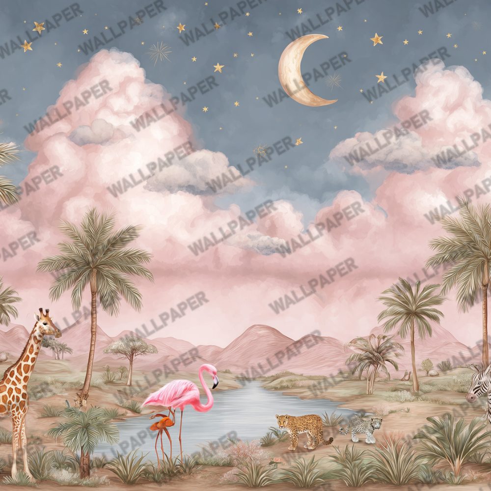 Pembe Safari Hayvanları Duvar Kağıdı