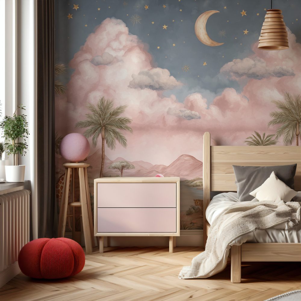 Pembe Safari Hayvanları Duvar Kağıdı