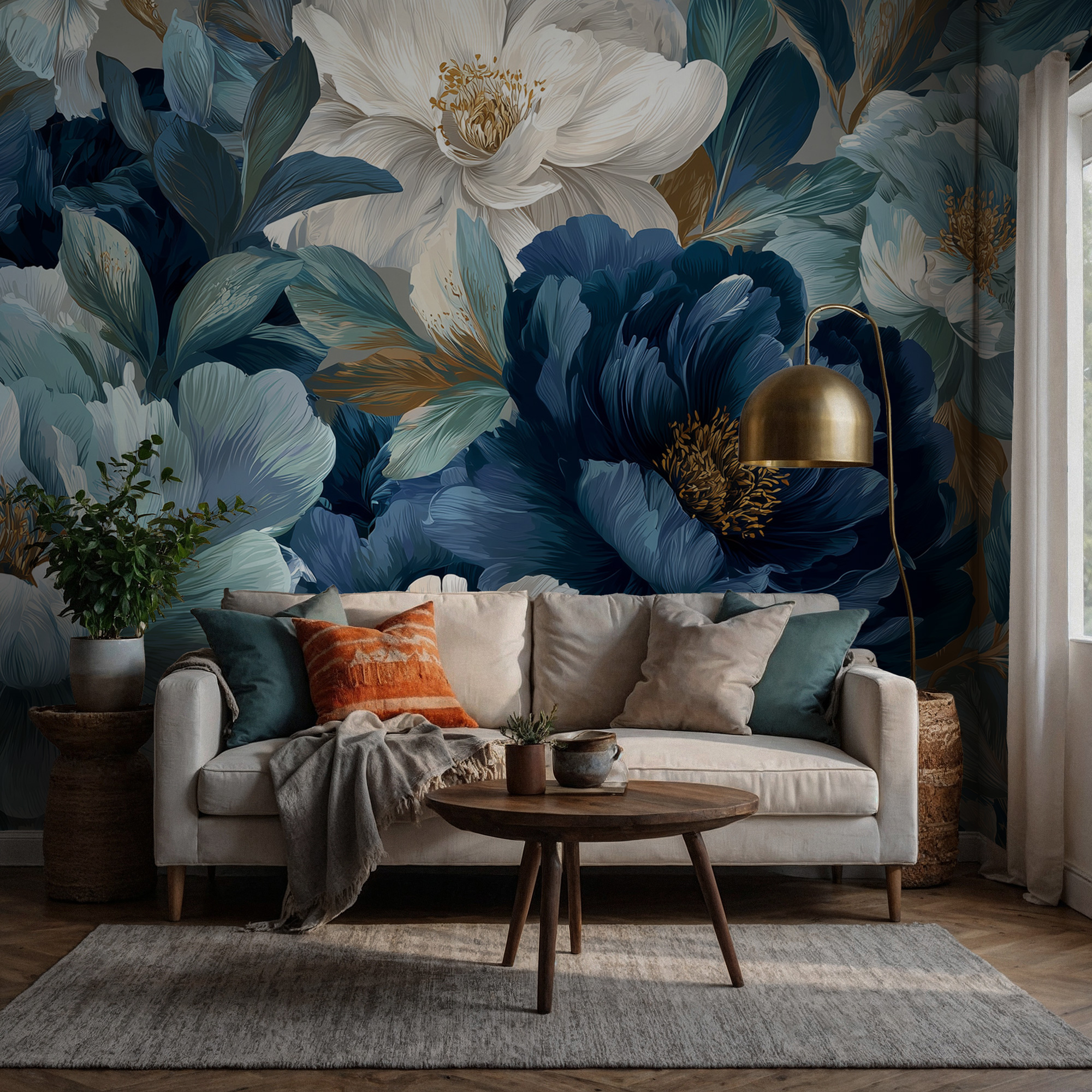 Mavi Piyon Çiçekleri Duvar Kağıdı Mavi Piyon Çiçekleri Duvar Kağıdı