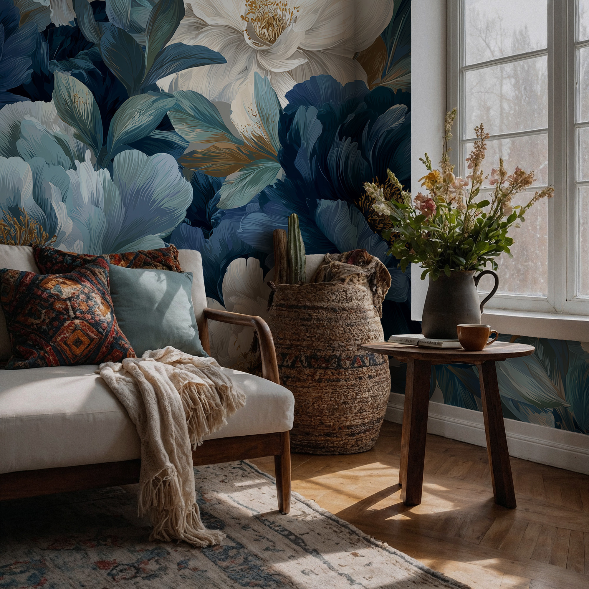 Mavi Piyon Çiçekleri Duvar Kağıdı Mavi Piyon Çiçekleri Duvar Kağıdı