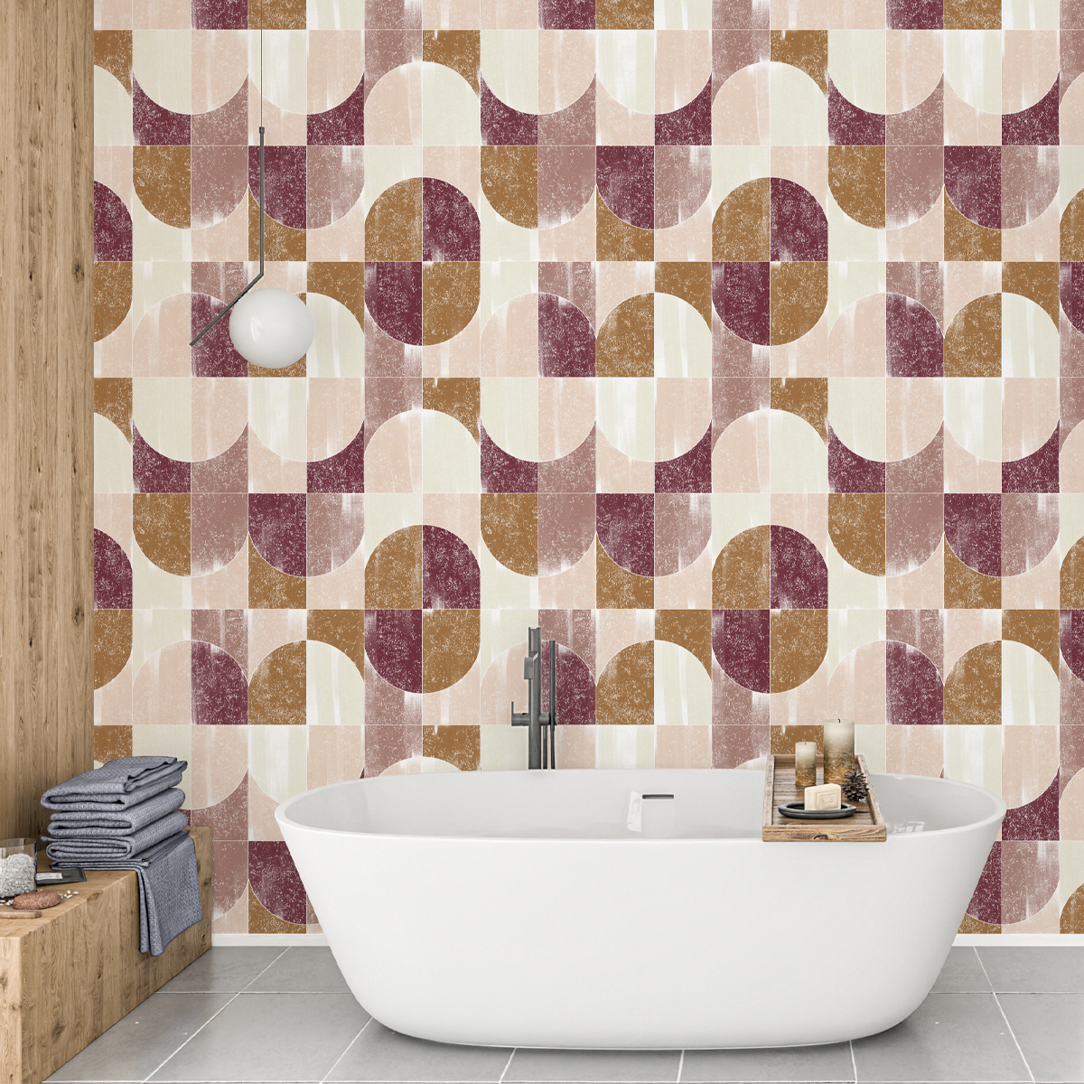 Yarım Daire Pembe Geometrik Desen Duvar Kağıdı Yarım Daire Pembe Geometrik Desen Duvar Kağıdı