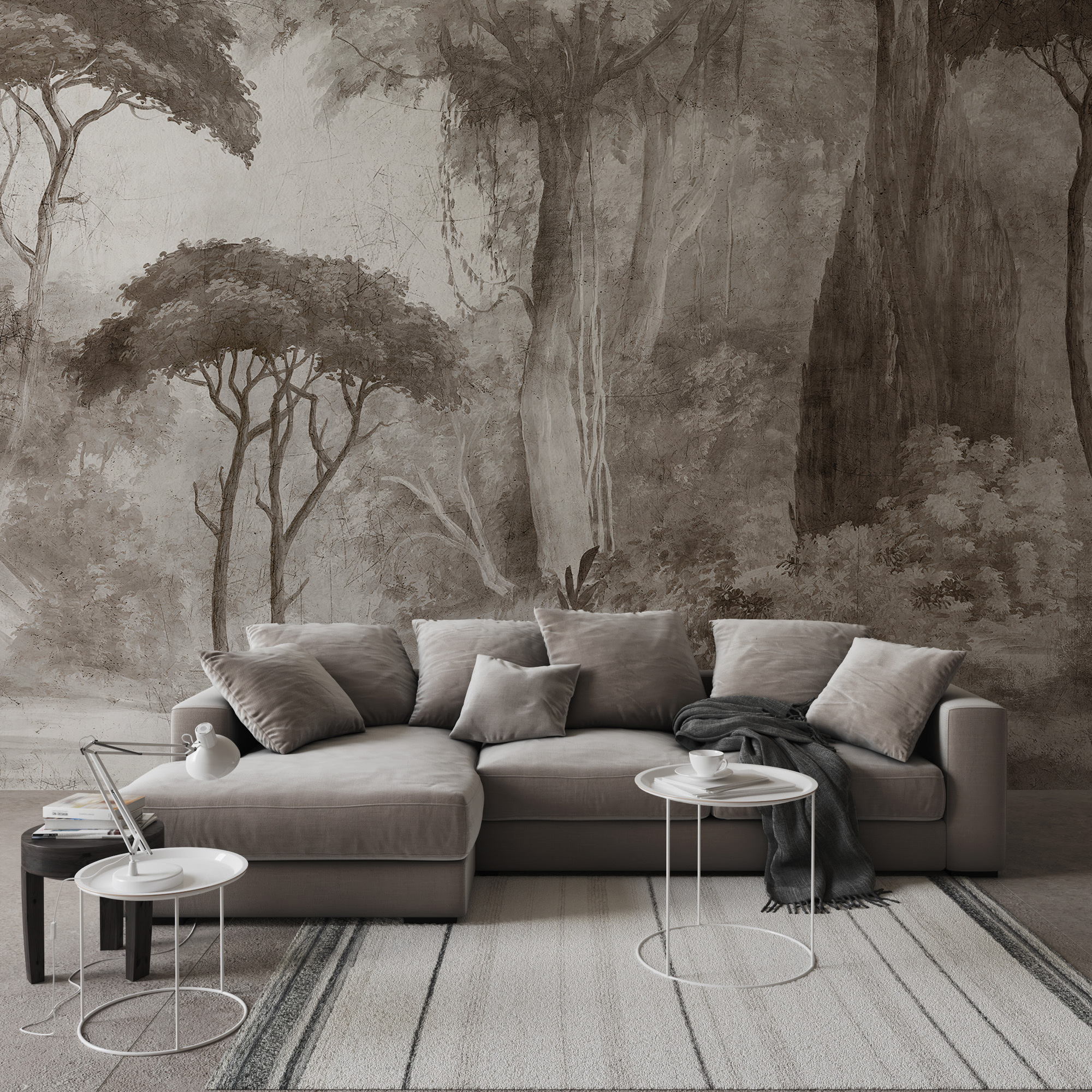 Sanatlsal Sisli Orman Manzarası Duvar Kağıdı Sanatlsal Sisli Orman Manzarası Duvar Kağıdı