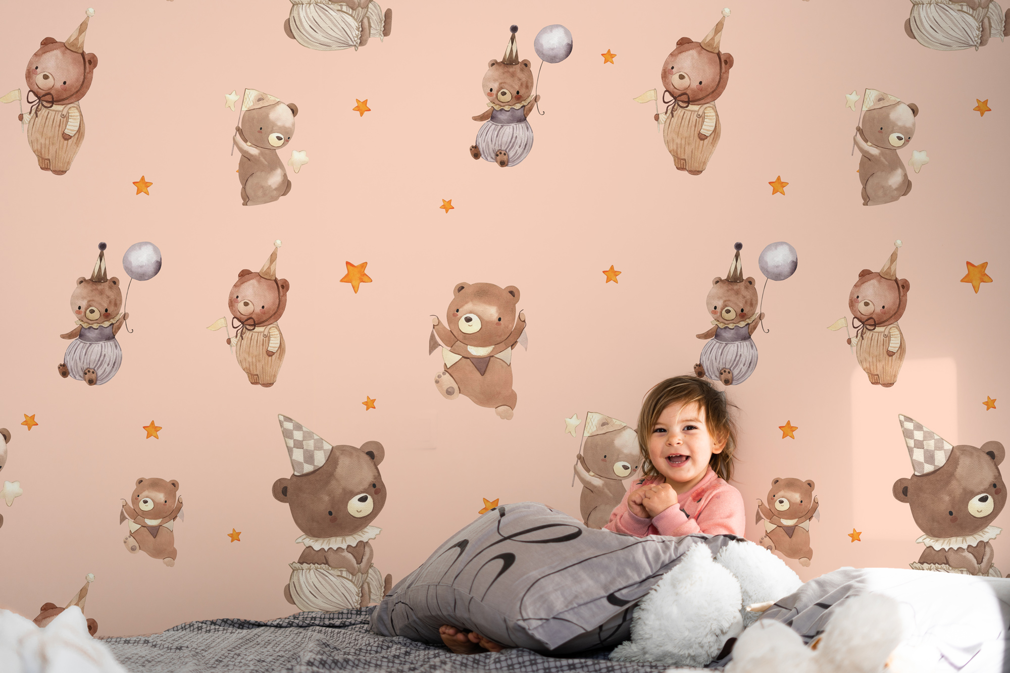 MUR3012-1 Sevimli Ayıcıklar Çocuk Odası Duvar Kağıdı