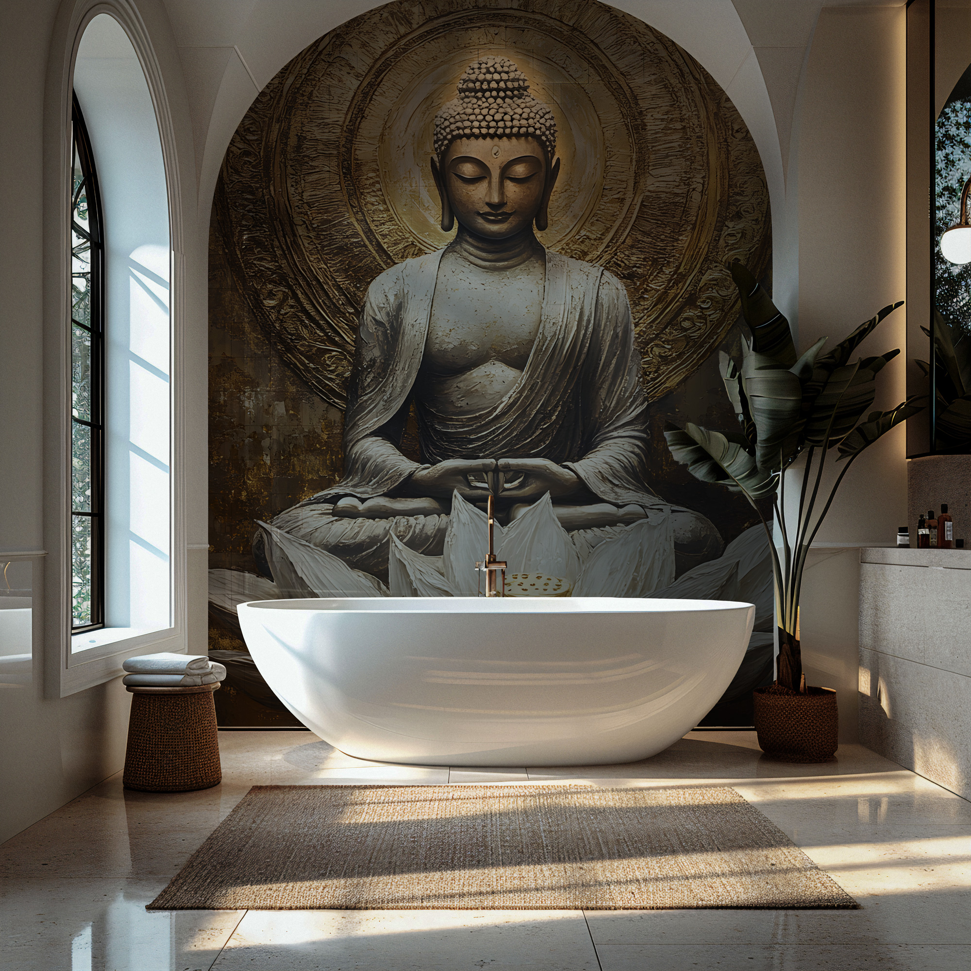 Gold Detaylı Buda Figürlü Lüks Duvar Kağıdı Gold Detaylı Buda Figürlü Lüks Duvar Kağıdı