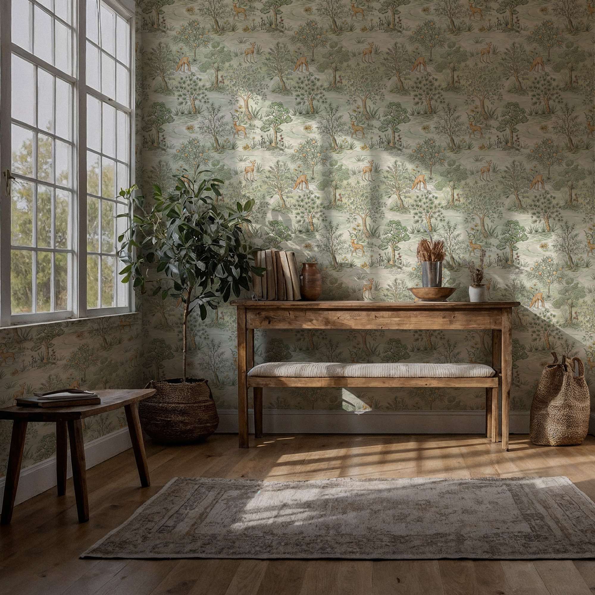 Geyik ve Orman Temalı Duvar Kağıdı Geyik ve Orman Temalı Duvar Kağıdı
