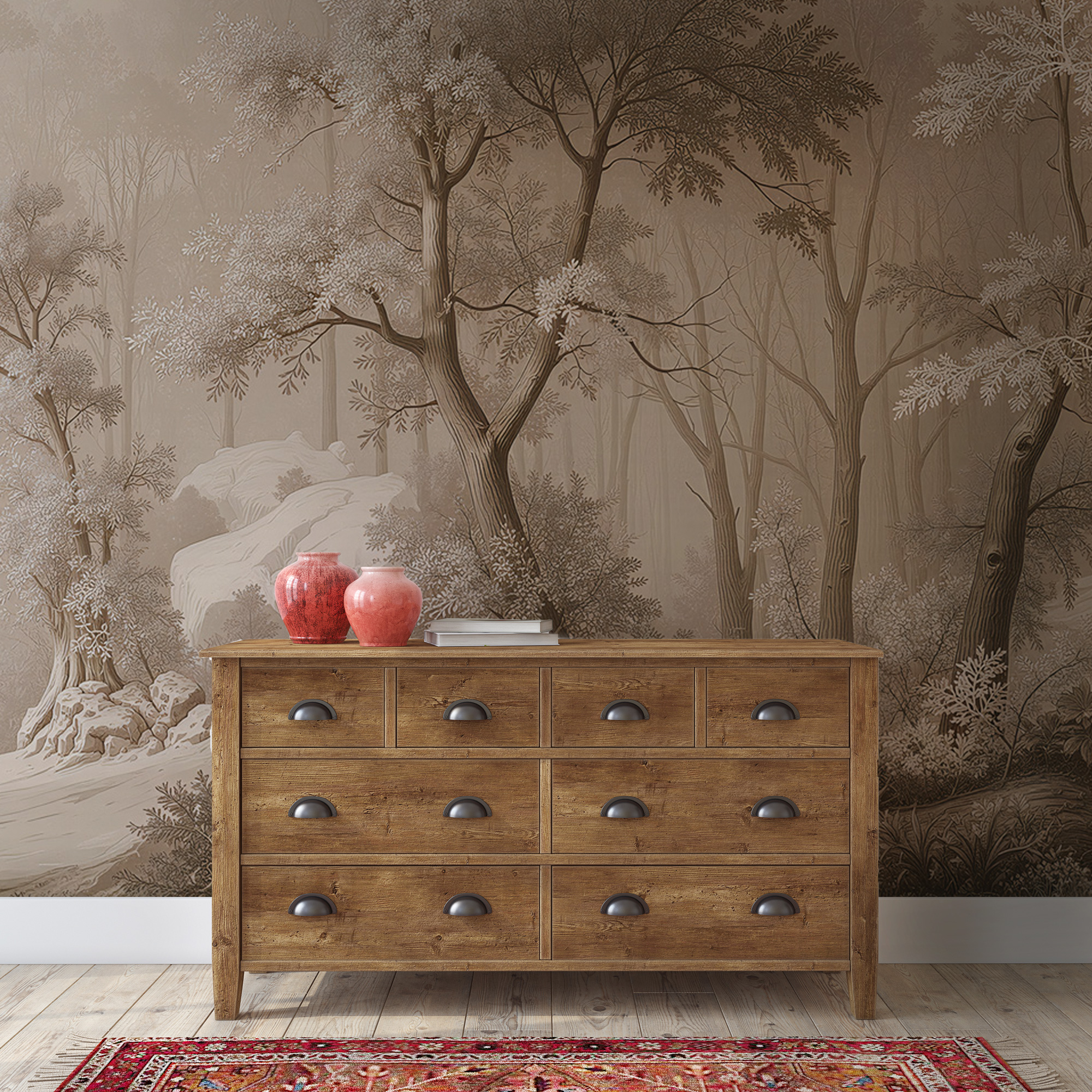 Kahve Tonlarda Sisli Orman Duvar Kağıdı Kahve Tonlarda Sisli Orman Duvar Kağıdı