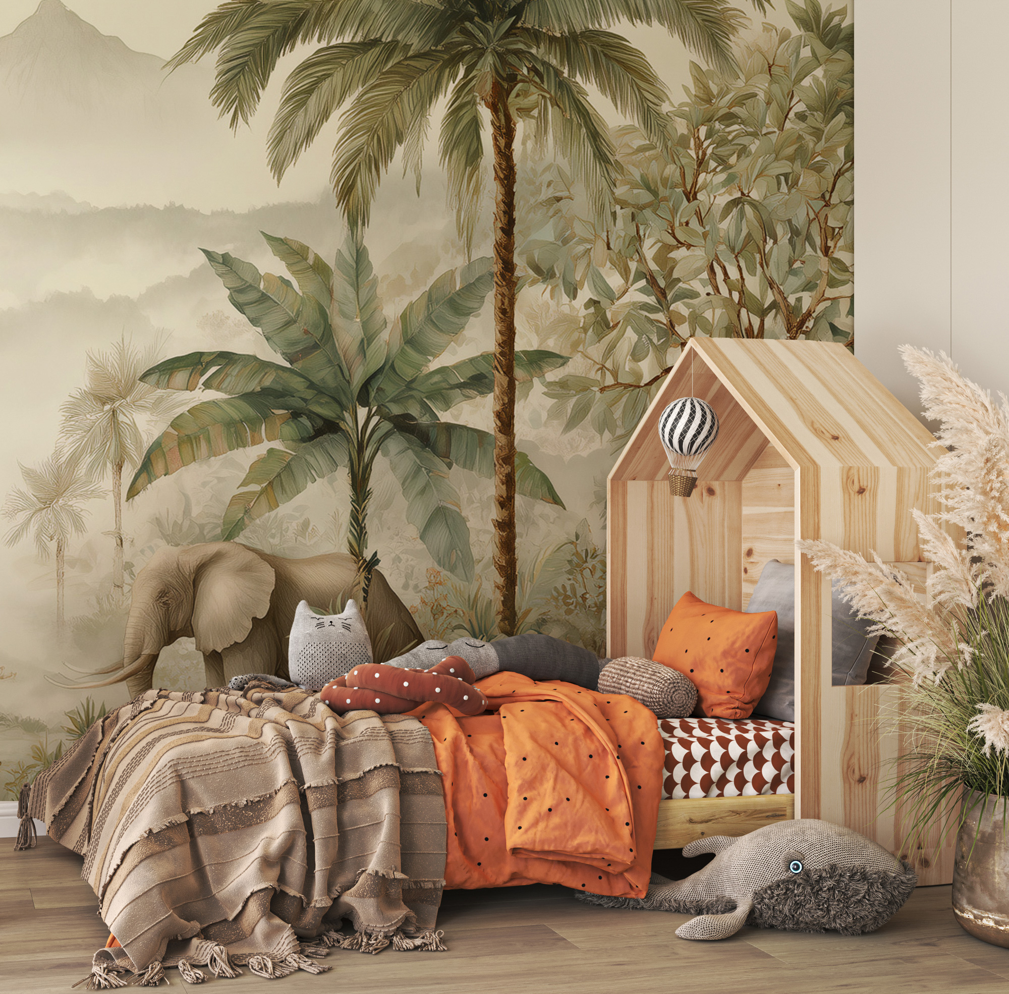 Sisli Tropikal Orman ve Hayvanlar Duvar Kağıdı Sisli Tropikal Orman ve Hayvanlar Duvar Kağıdı