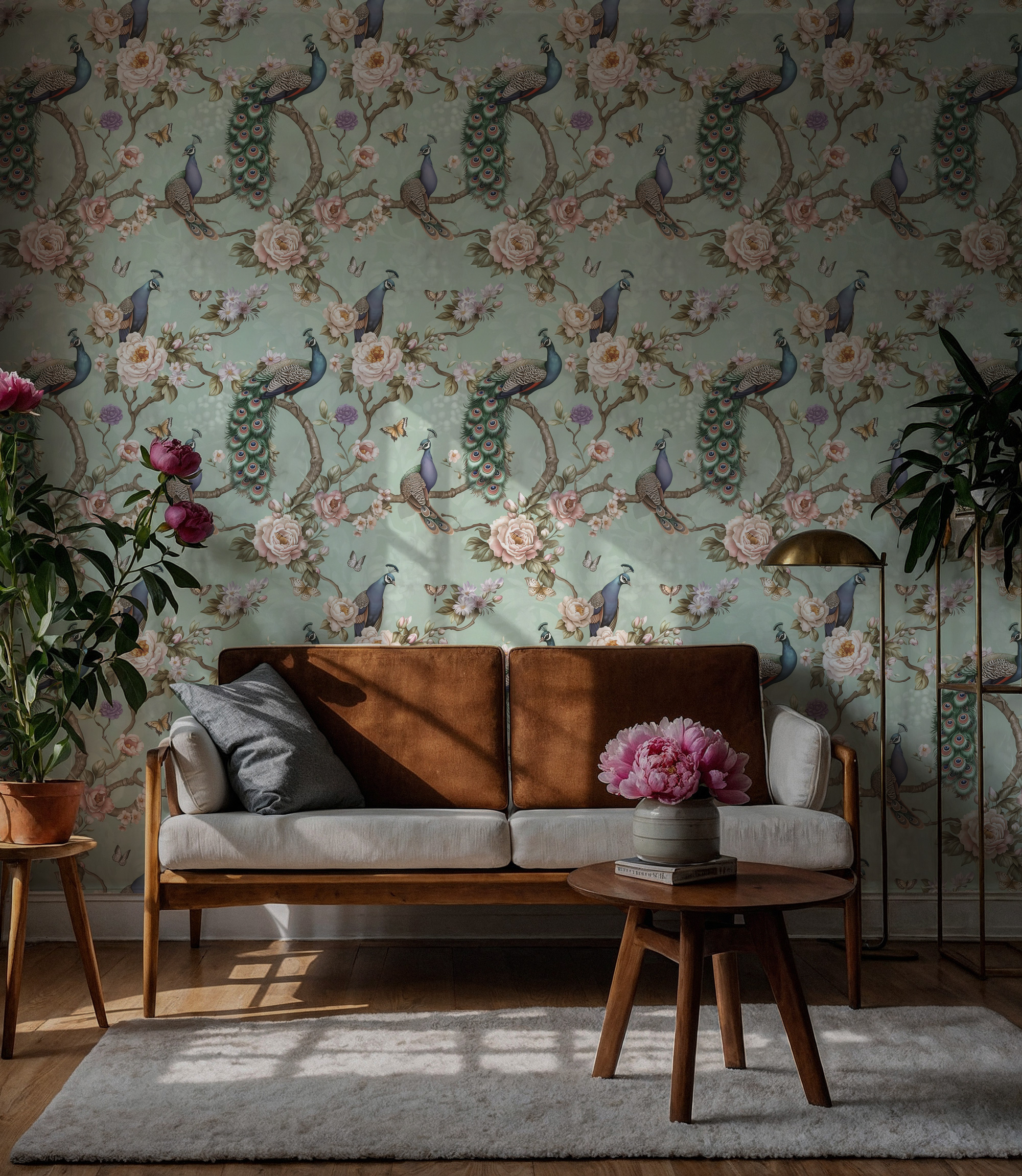 Romantik Tavus Kuşu ve Çiçek Duvar Kağıdı Romantik Tavus Kuşu ve Çiçek Duvar Kağıdı