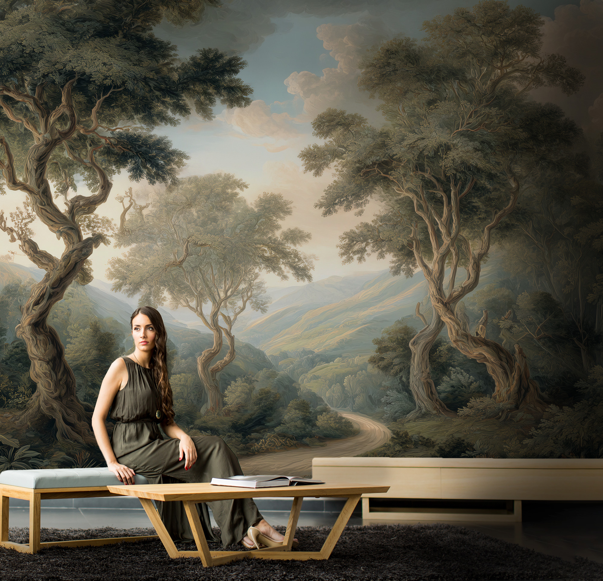 Yeşil Orman Manzaralı Duvar Kağıdı Yeşil Orman Manzaralı Duvar Kağıdı