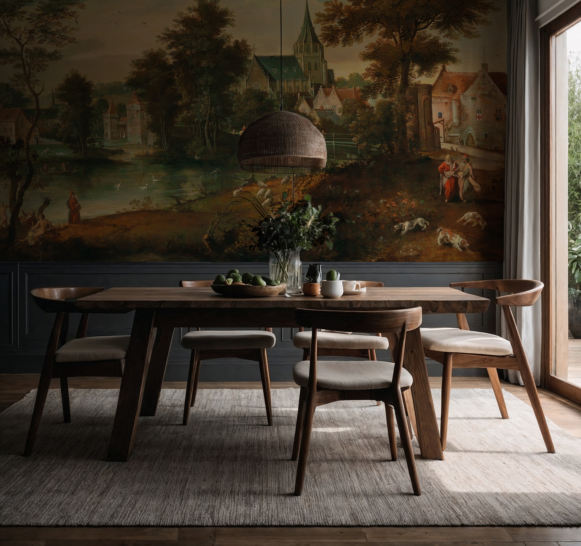 Antik Tablo Görünümlü Manzara Duvar Kağıdı Antik Tablo Görünümlü Manzara Duvar Kağıdı