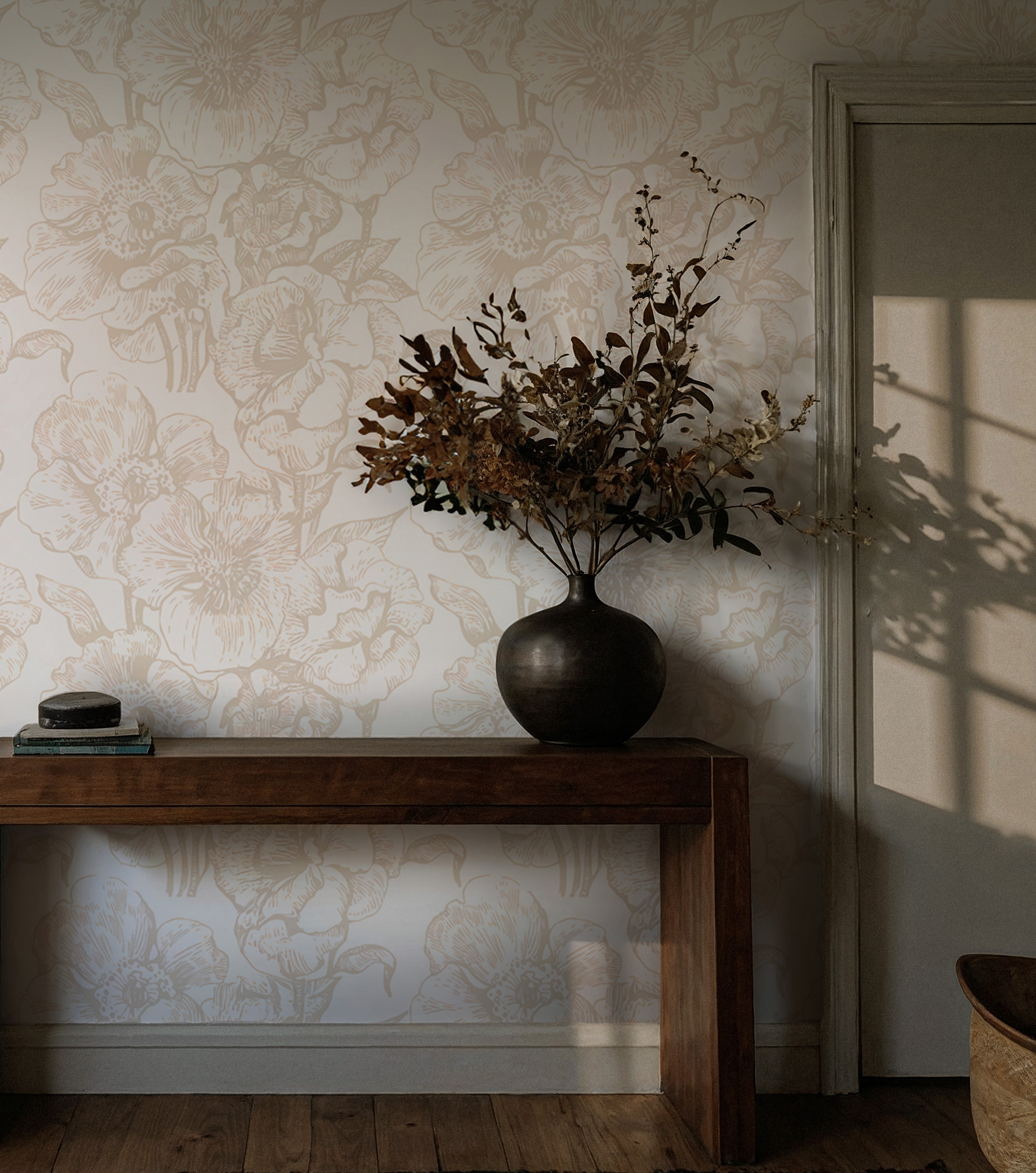 Minimal Bej Çiçek Duvar Kağıdı Minimal Bej Çiçek Duvar Kağıdı