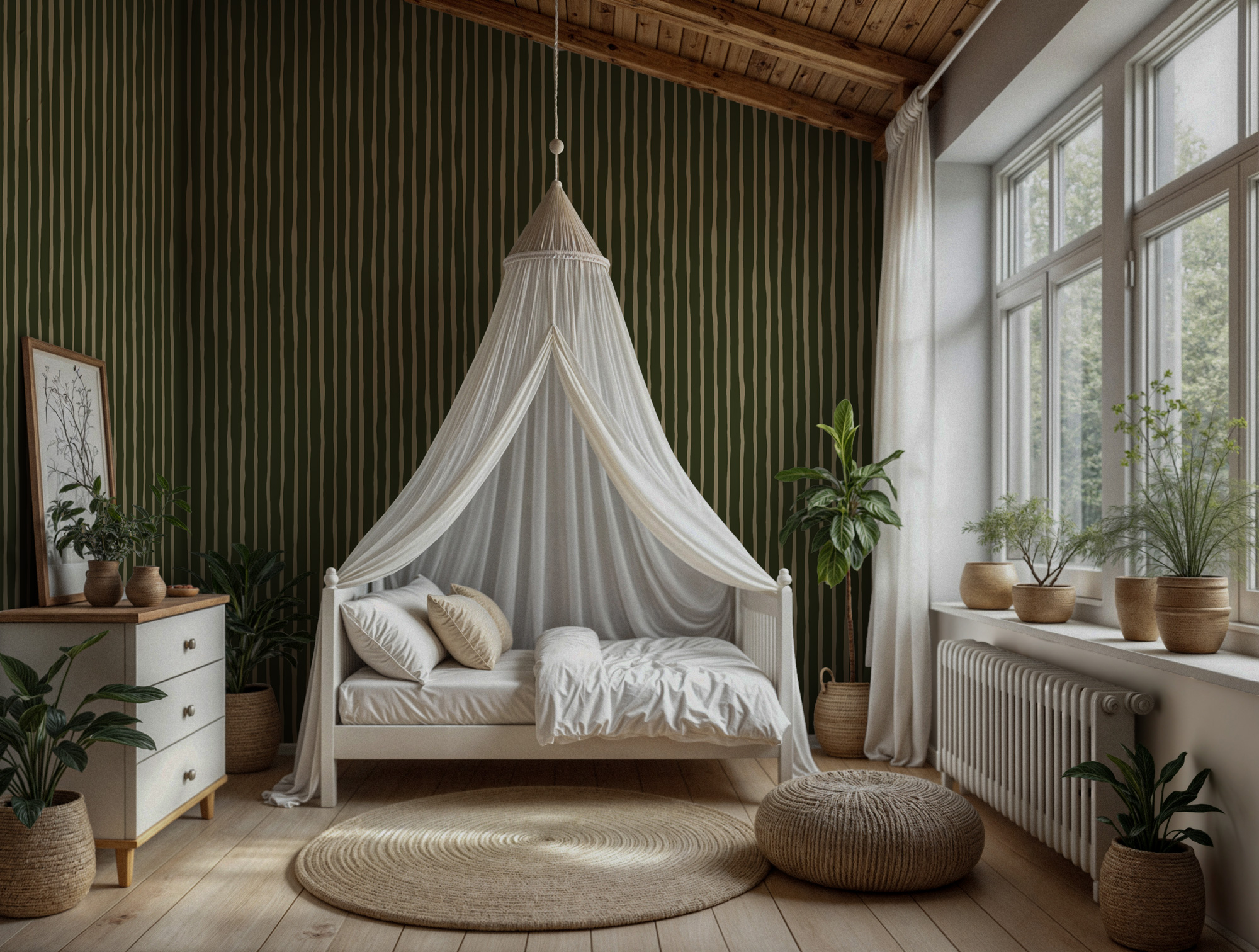 Koyu Yeşil Çizgili Duvar Kağıdı Koyu Yeşil Çizgili Duvar Kağıdı