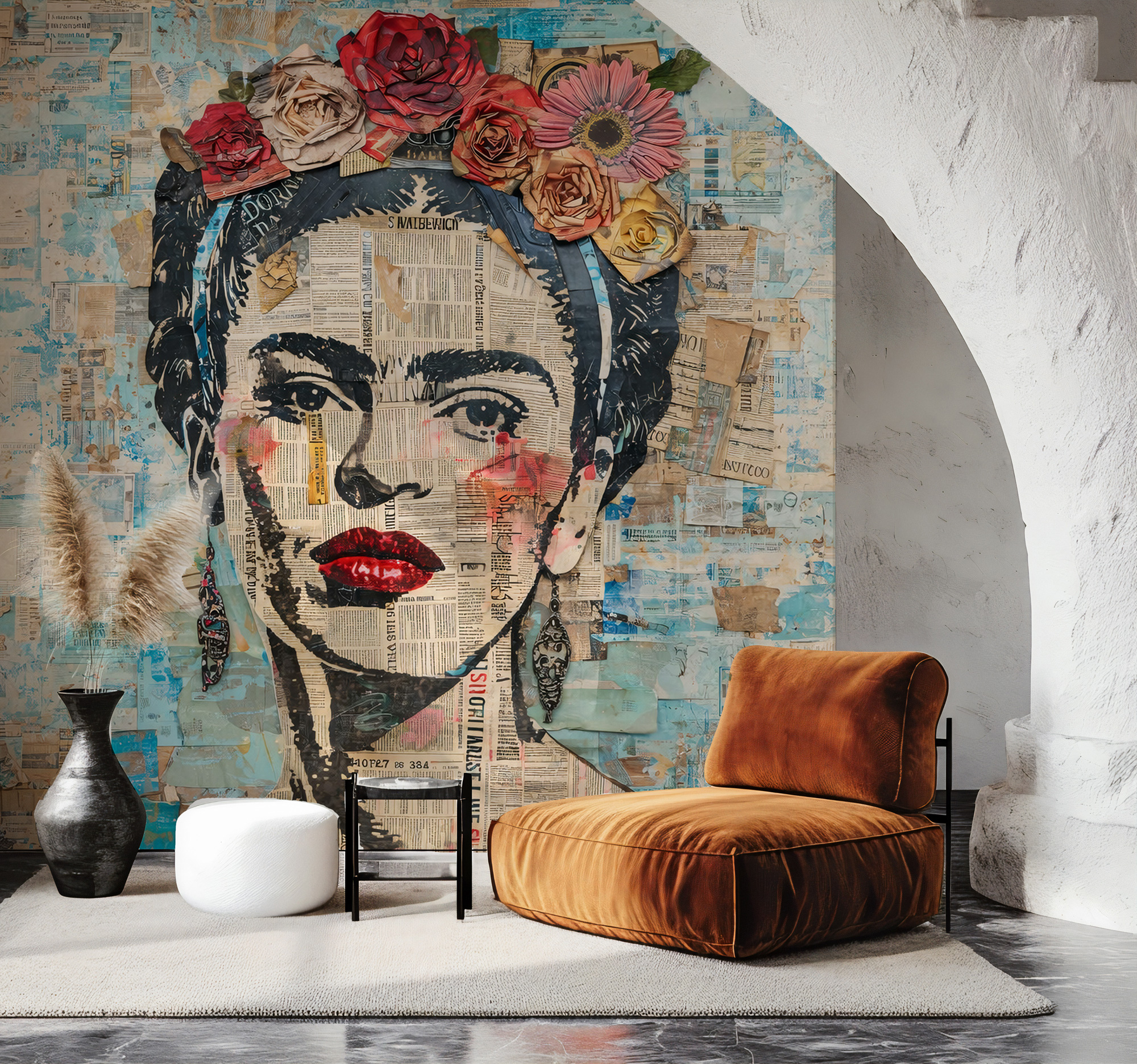 Sanatsal Frida Kolaj Duvar Kağıdı Sanatsal Frida Kolaj Duvar Kağıdı