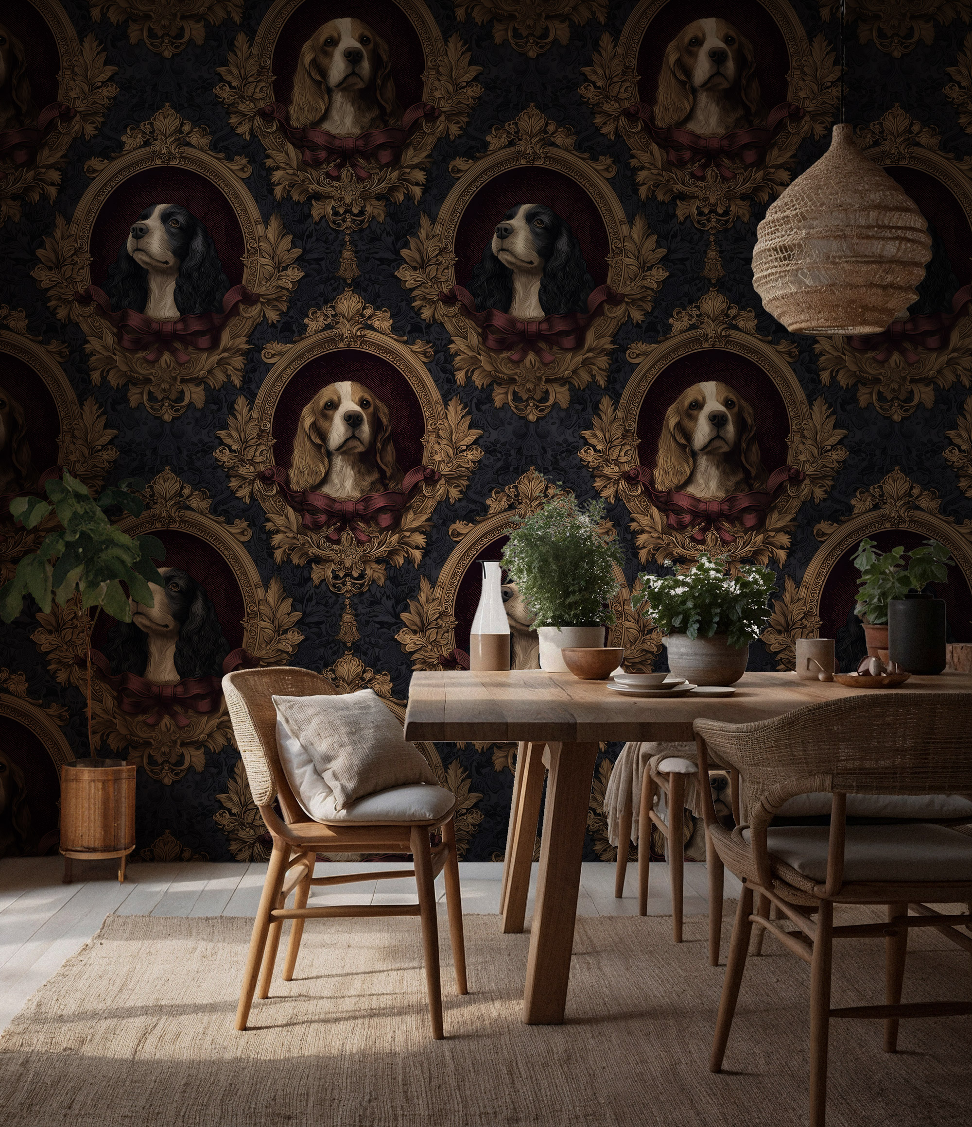 Vintage Köpek Figürlü Klasik Duvar Kağıdı Vintage Köpek Figürlü Klasik Duvar Kağıdı