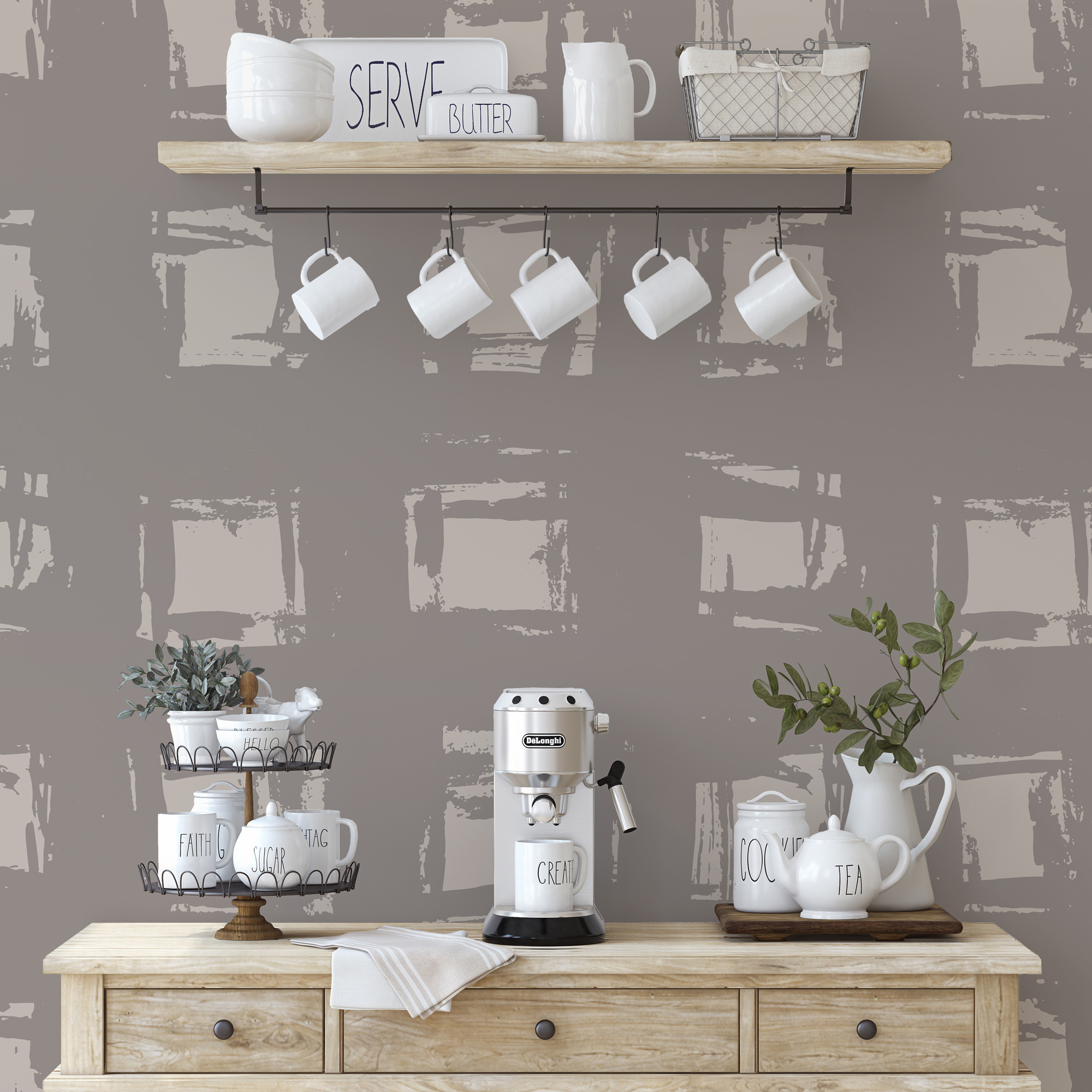 Fırça Desenli Geometrik Duvar Kağıdı Fırça Desenli Geometrik Duvar Kağıdı